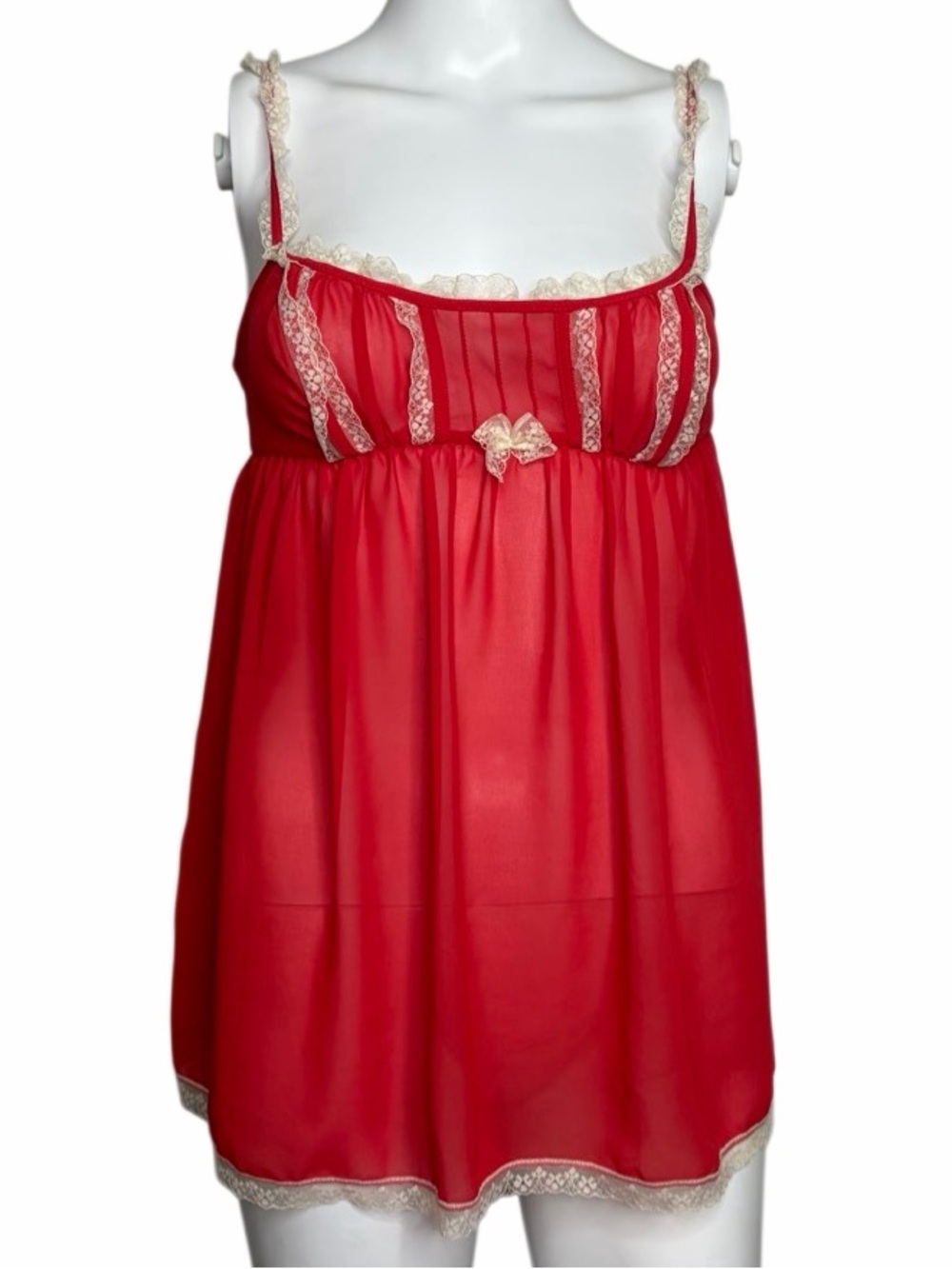 Victoria's Secret Vintage Red Lace-Trim Babydoll Chemise Size XS